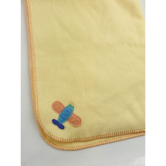 Baby Blanket Airplane Yellow Fleece Applique Vintage Lovey Orange Blue Purple 40 - Picture 1 of 5